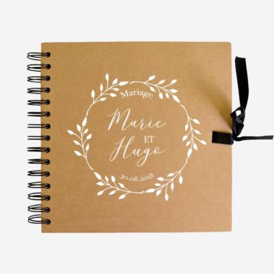 Livre d'or mariage couronne feuillage